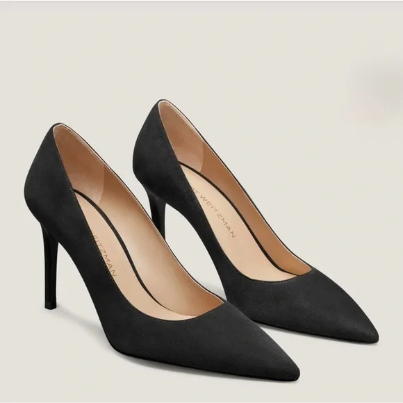 STUART WEITZMAN Black Suede STUART POWER PUMP 85 - Picture 1 of 10